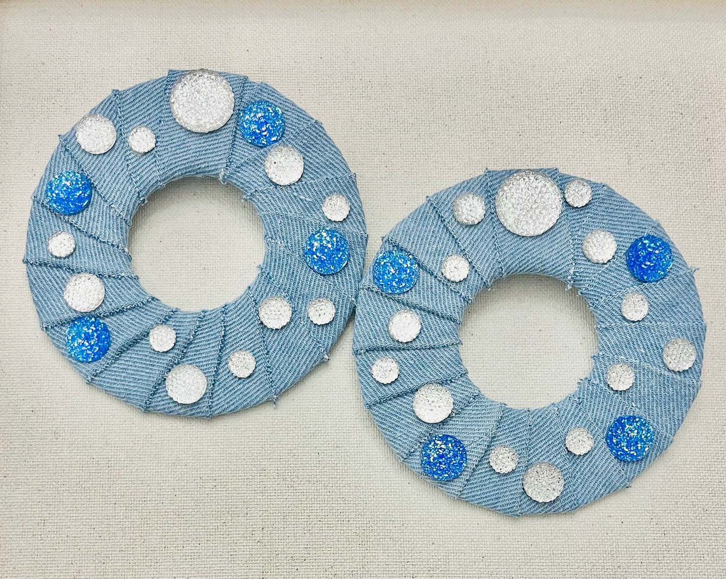 Rhinestone Denim Hoop Earrings