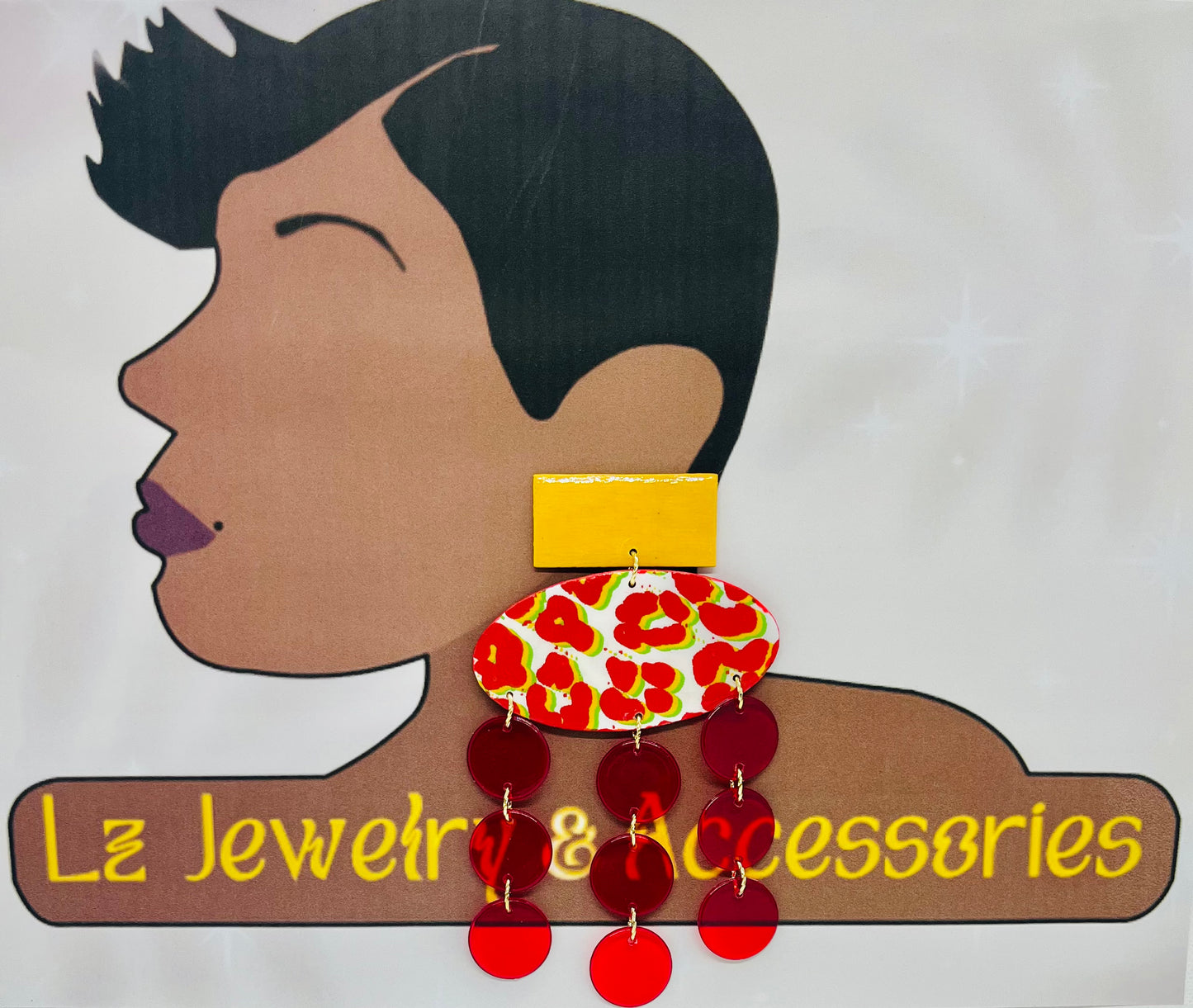 Red Leopard Chandelier Earrings