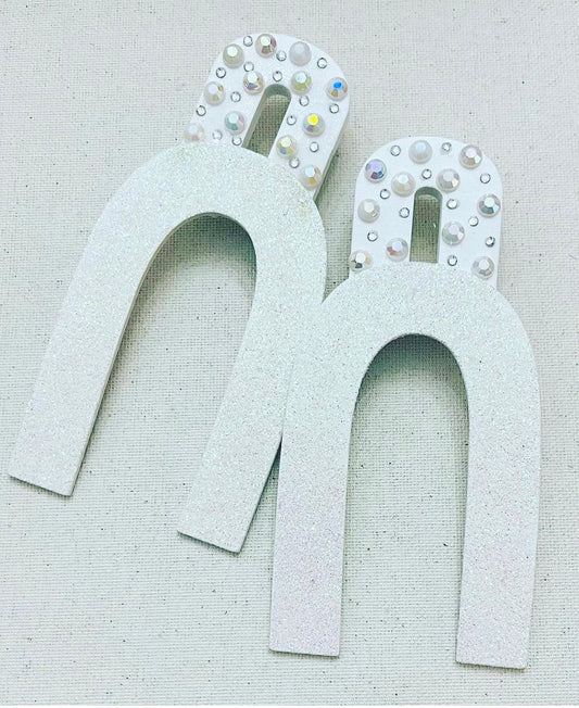 White Arched Earrings