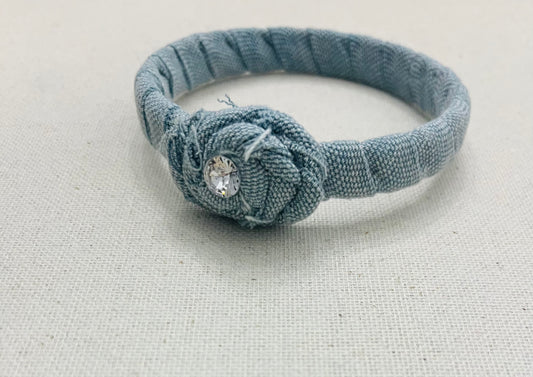 Flowered Denim Bracelet-SOLD