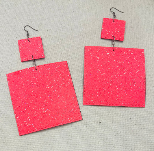 Hot Pink Squared Earrings