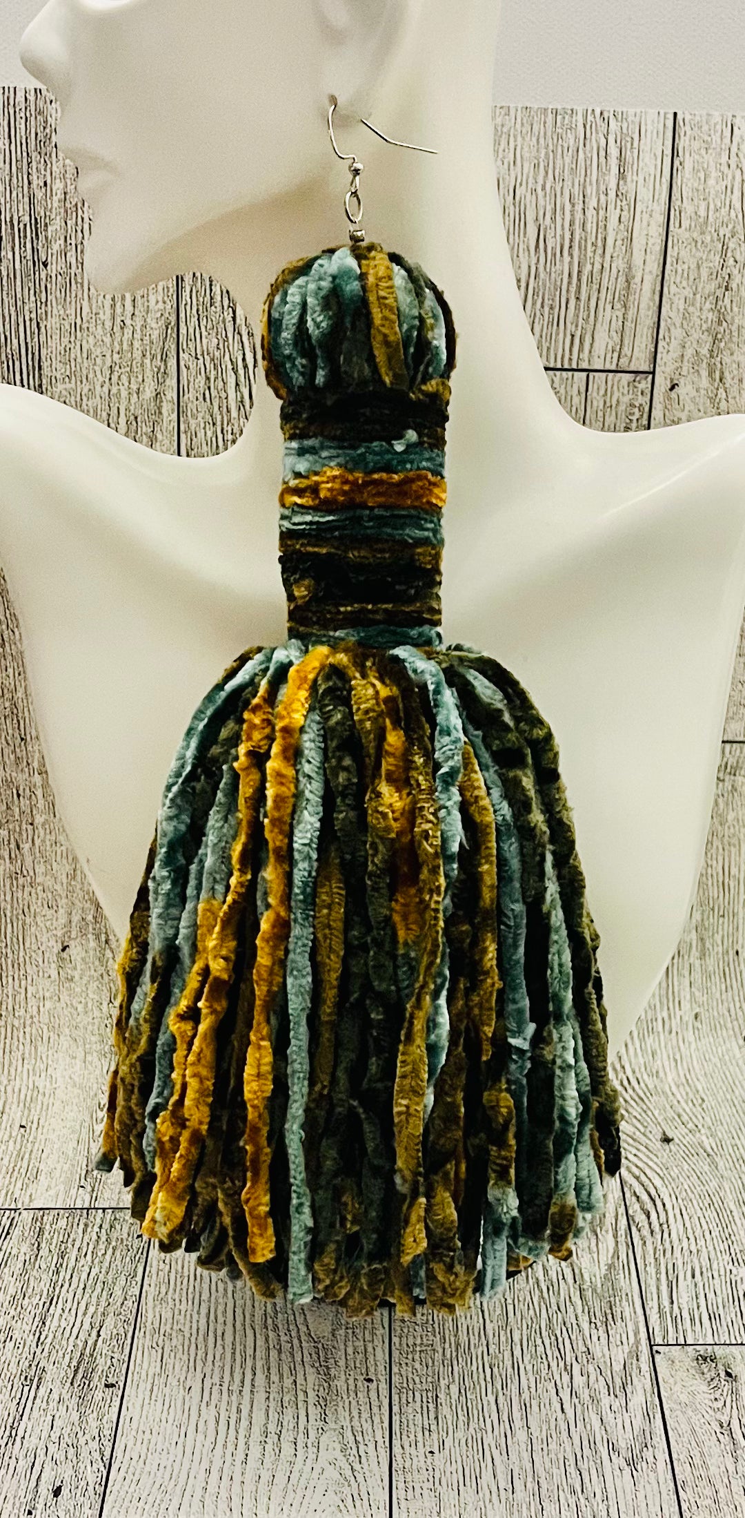 Multi Colored Yarn Tassel Earrings