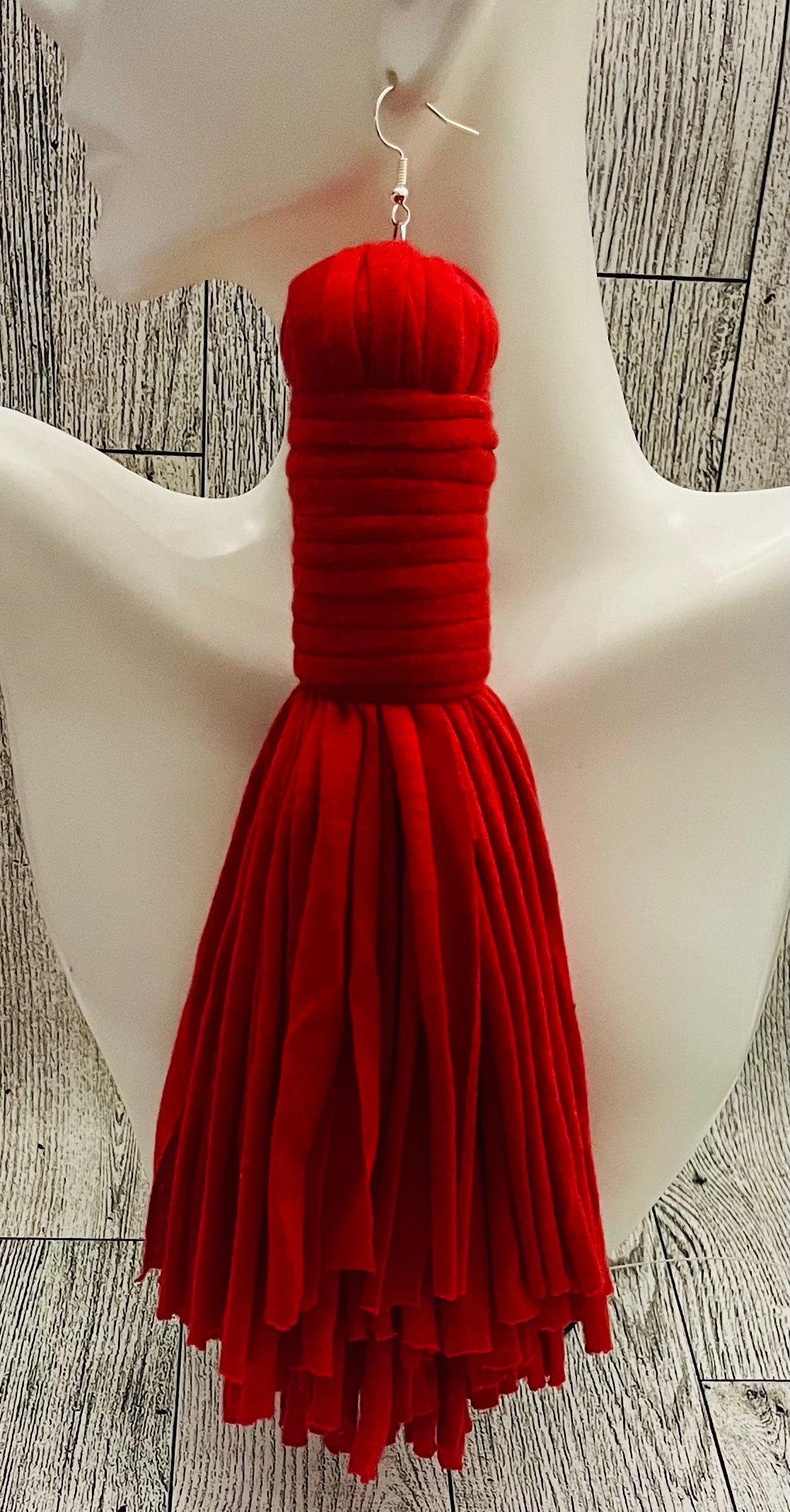 Crimson Red Tassel Earrings