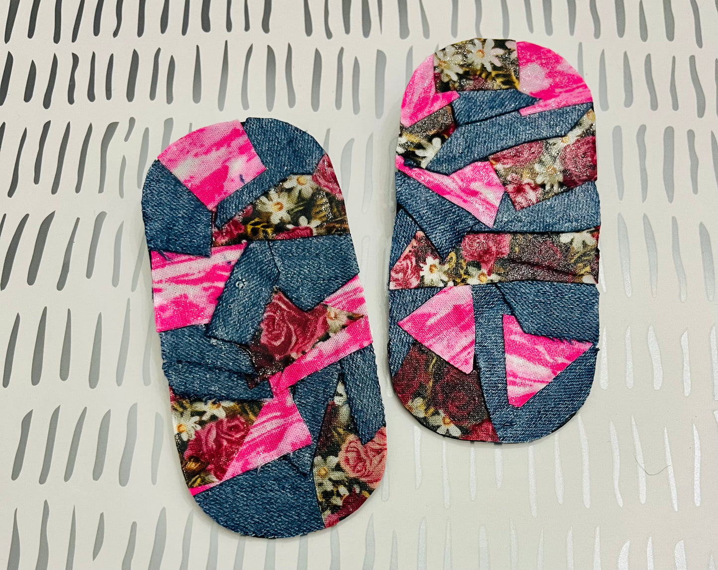 Denim Pink Flowered Patches