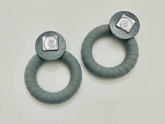 Gray Hoop Earrings